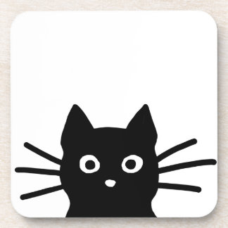 Neugierige Schwarze Katze mit langen Whiskys| Cool Getränkeuntersetzer