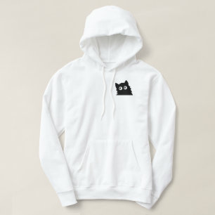Neugierige schwarze Katze Süßes minimalistisches K Hoodie