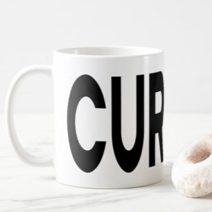 NEUGIERIGE schwarze Typografie Kaffeetasse
