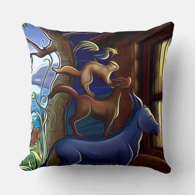 Neugierige Tiere Kissen (Vorderseite)