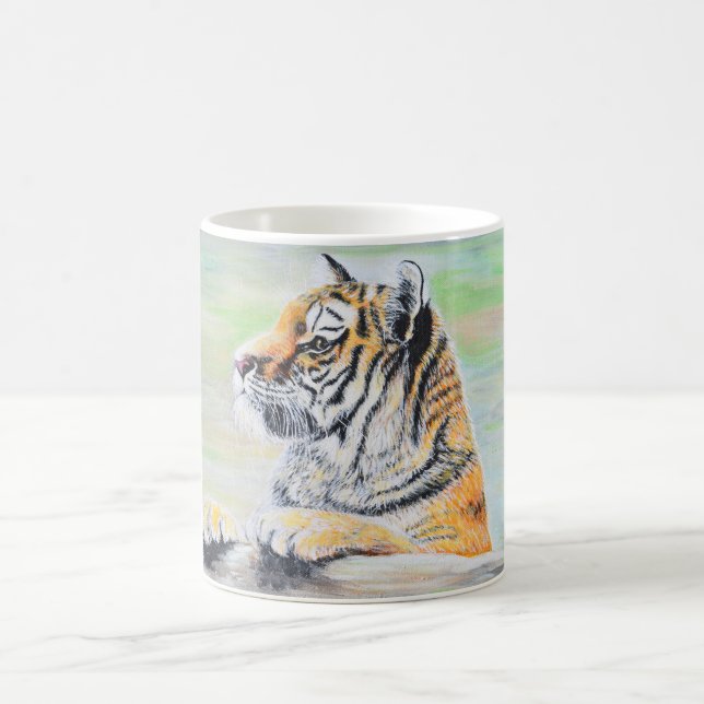 Neugierige Tigermalerei Kaffeetasse (Mittel)