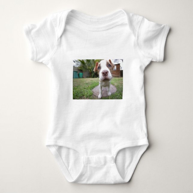 Neugierige Welpe Baby Strampler (Vorderseite)