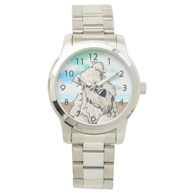 Neugierige Wheaten Terrier Watch Armbanduhr (Vorderseite)
