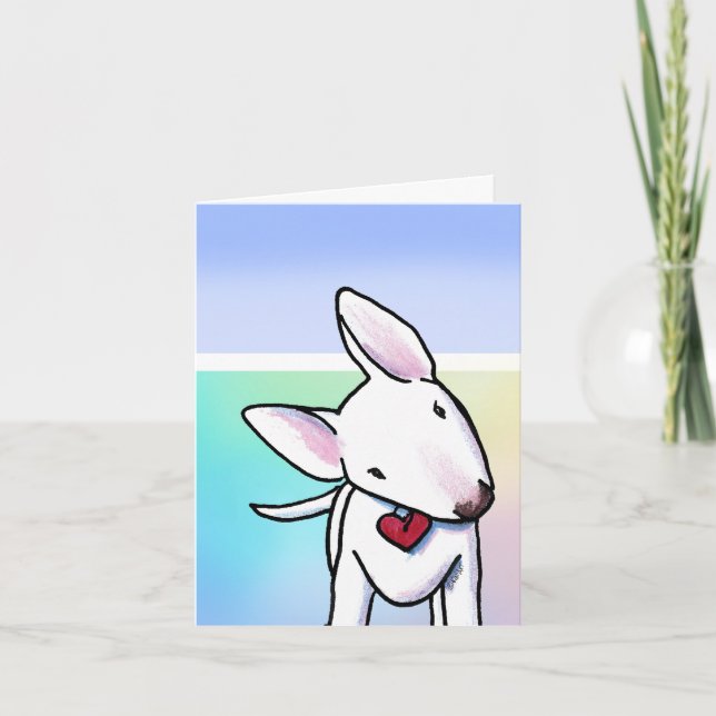 Neugierige White Bull Terrier Card Karte (Vorderseite)