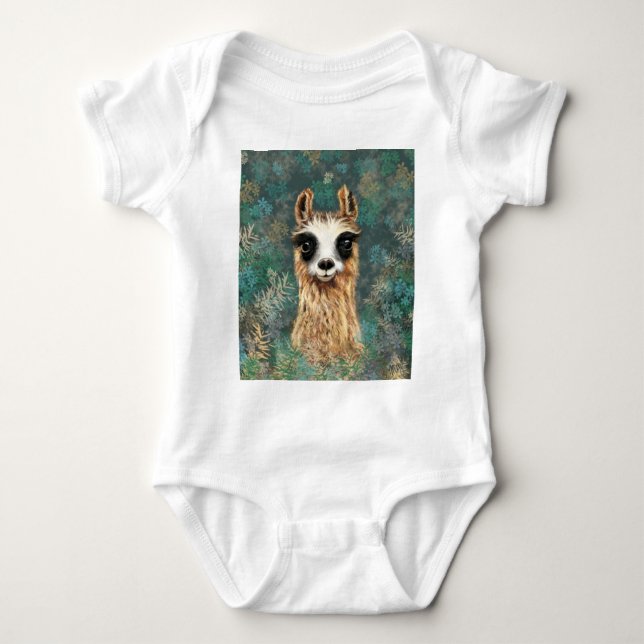 Neugieriger Baby Llama Baby Bodysuit Baby Strampler (Vorderseite)