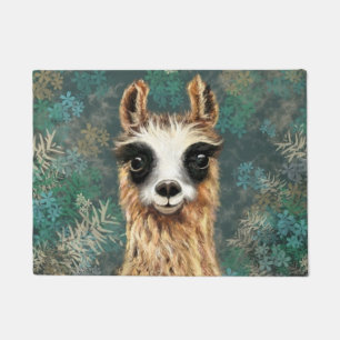 Neugieriger Baby Llama - Lächeln - Fußmatte