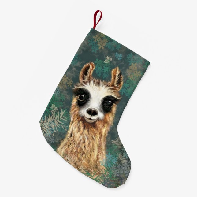 Neugieriger Baby Llama - Niedlich Kleiner Weihnachtsstrumpf (Vorderansicht (hängend))