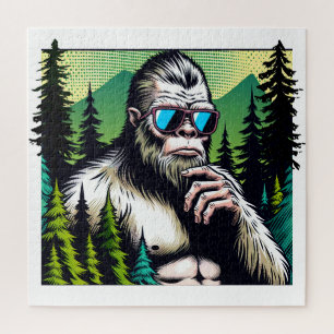 Neugieriger Bigfoot mit Sonnenbrille versteckt sic Puzzle