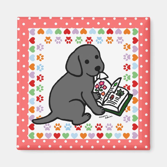 Neugieriger Black Labrador Puppy Magnet (Vorne)