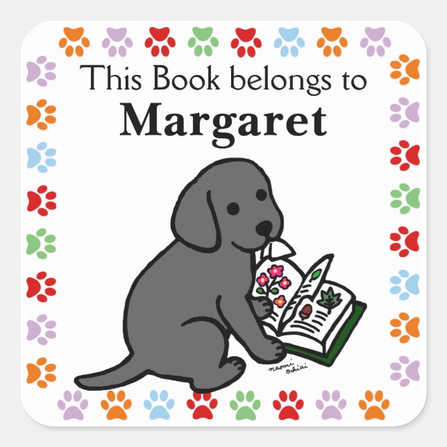 Neugieriger Black Labrador Puppy Quadratischer Aufkleber (Vorderseite)