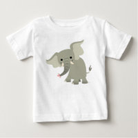 Neugieriger Cartoon-Elefant-Baby-T - Shirt