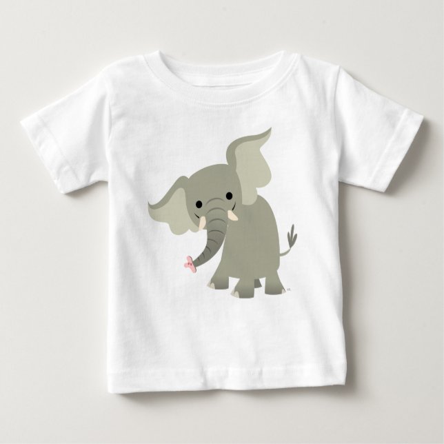 Neugieriger Cartoon-Elefant-Baby-T - Shirt (Vorderseite)