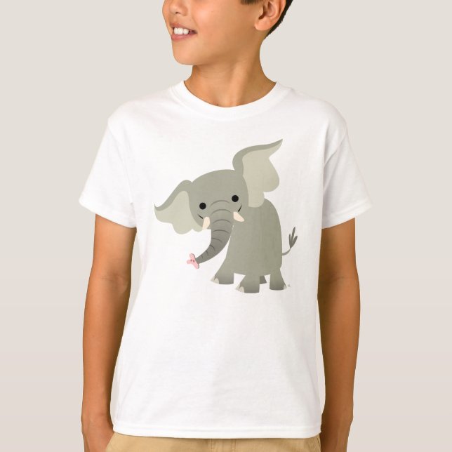 Neugieriger Cartoon-Elefant-KinderT - Shirt (Vorderseite)