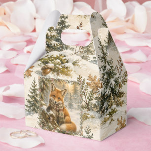 Neugieriger Fuchs Schneewald Winter Geburtstag Geschenkschachtel