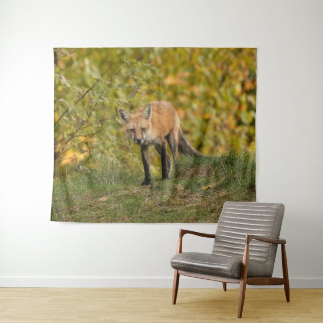 Neugieriger Fuchs Wandteppich (Beispiel (Horizontal))