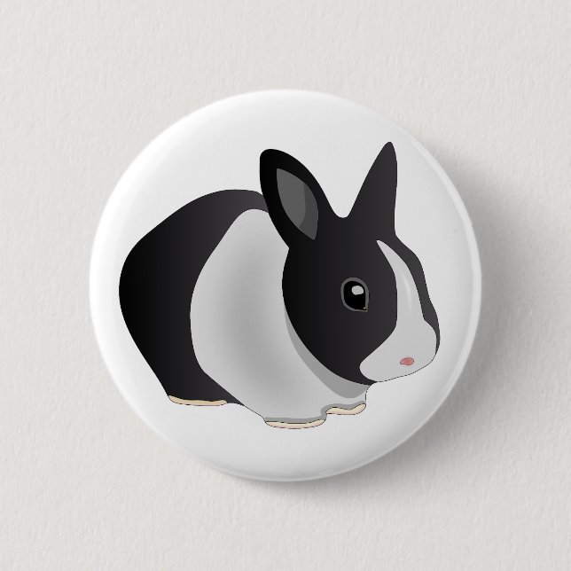 Neugieriger Häschenknopf Button (Vorderseite)