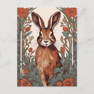 Neugieriger Hase William Morris Inspirierte Blumen Postkarte