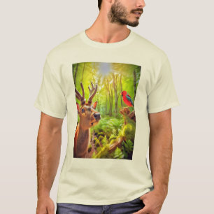 Neugieriger Hirsch im Dschungel T-Shirt