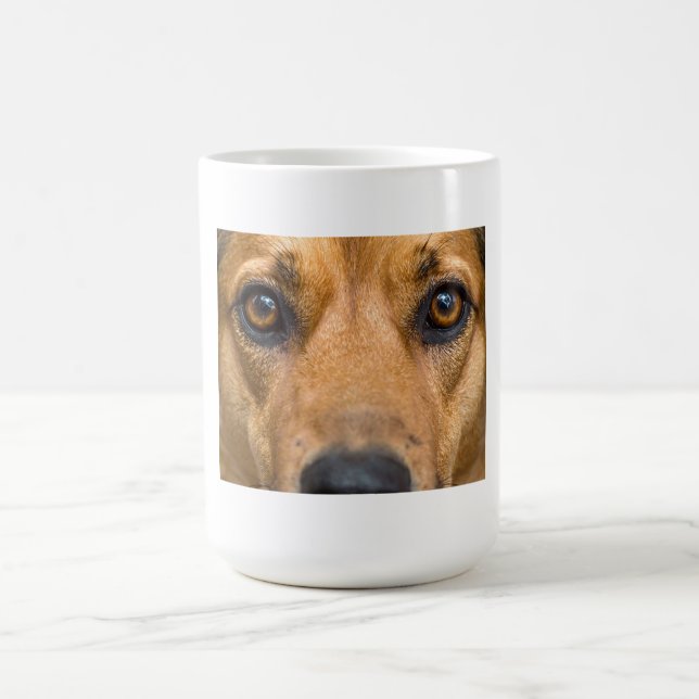 Neugieriger Hund beim Beobachten Kaffeetasse (Mittel)