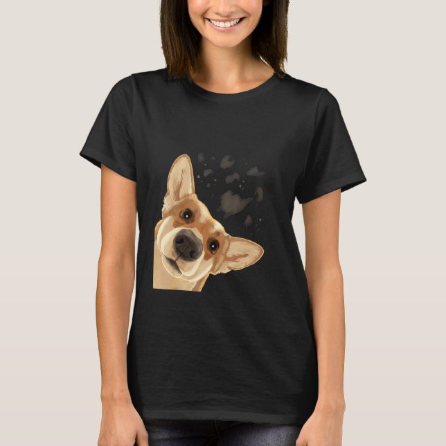 Neugieriger Hund Welsh Corgi T-Shirt (Vorderseite)