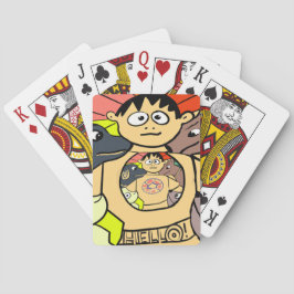 Neugieriger Junge und seine Whimsiktiere Spielkarten