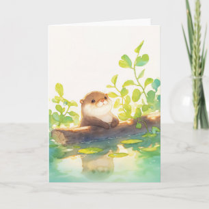 Neugieriger Otter am Wasser Karte
