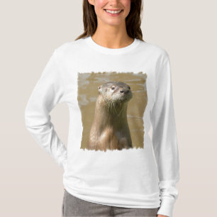 Neugieriger Otter-langer Hülsen-T - Shirt