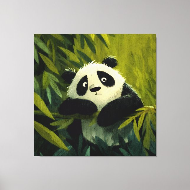 Neugieriger Panda Bambus Einblick Leinwanddruck (Vorderseite)