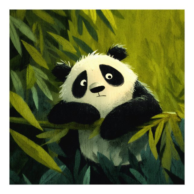 Neugieriger Panda Bambus Spähen Fotodruck (Vorne)