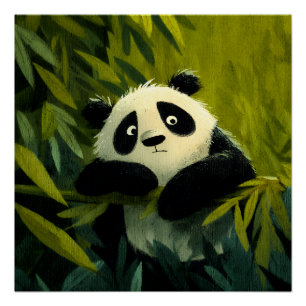 Neugieriger Panda Bambus Spähen Poster
