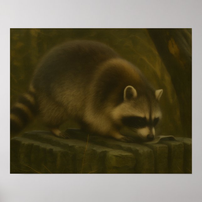 Neugieriger Raccoon - Realistischer Wald und Wildt Poster (Vorne)