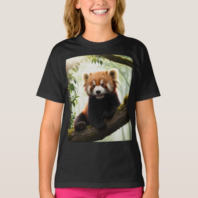 Neugieriger Red Panda auf einem T - Shirt der Baum (Vorderseite)
