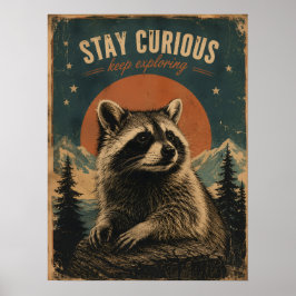 Neugieriger Waschbär Vintage  Poster