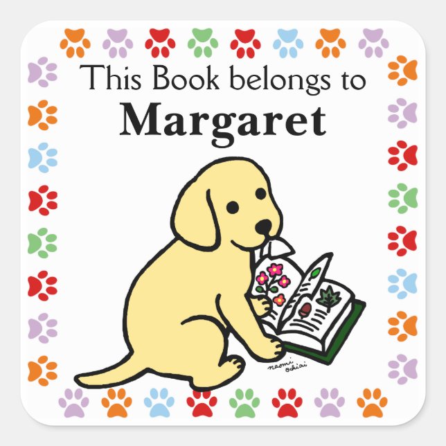 Neugieriger Yellow Labrador Puppy Quadratischer Aufkleber (Vorderseite)