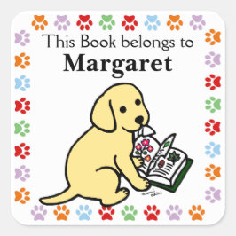 Neugieriger Yellow Labrador Puppy Quadratischer Aufkleber