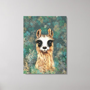 Neugieriges Baby Llama Funny Canvas Print - Malere Leinwanddruck