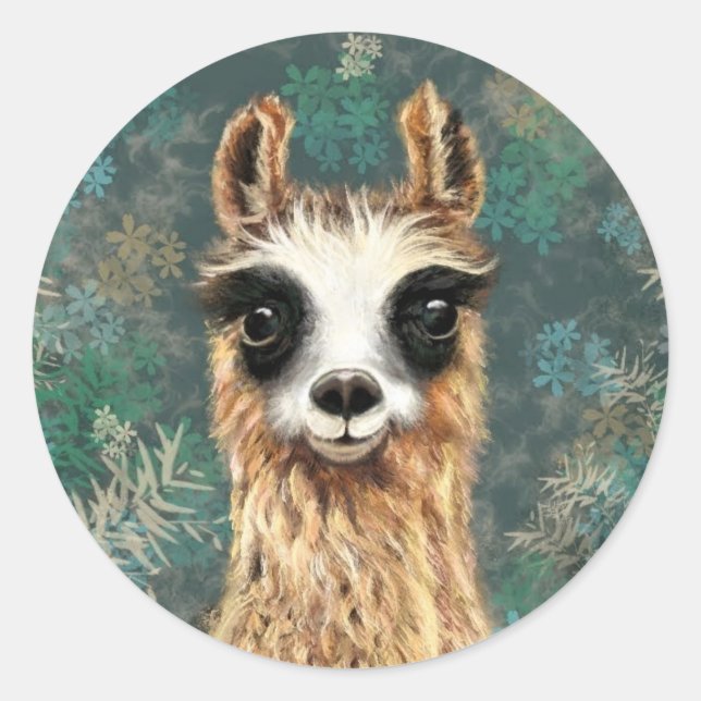 Neugieriges Baby Llama Funny Sticker Alpaca (Vorderseite)
