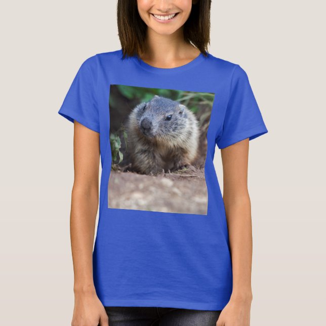 Neugieriges Baby Marmot T-Shirt (Vorderseite)