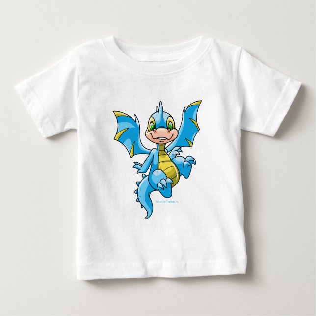 Neugieriges blaues Scorchio Baby T-shirt (Vorderseite)