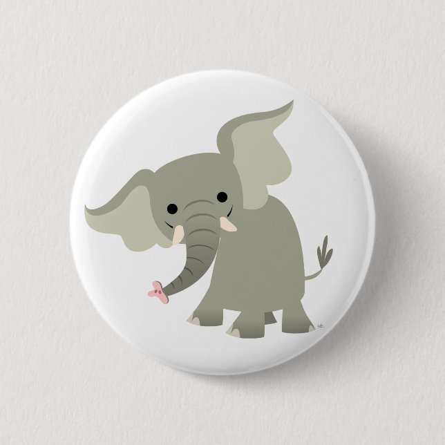 Neugieriges Cartoon-Elefant-Knopf-Abzeichen Button (Vorderseite)