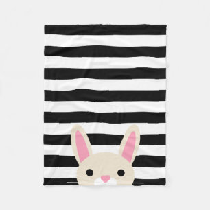 Neugieriges Häschen   Stripes schwarzes   u. Wei Fleecedecke