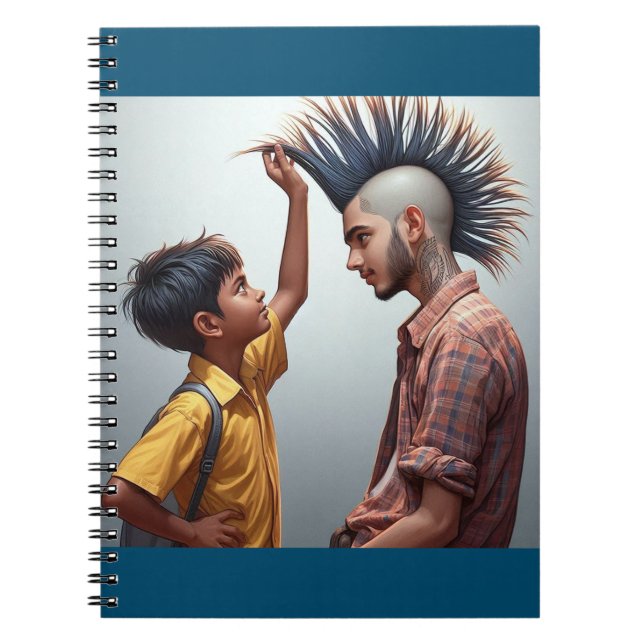 Neugieriges Kid & Mohawk-Notebook Notizblock (Vorderseite)