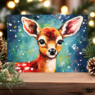 Neugieriges Reh Farbiger Winter Weihnachten