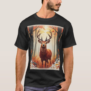 Neugieriges Rotwild im Serien Wald T-Shirt Design