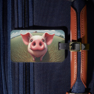 Neugieriges Schwein mit Scheune Individuelles Gepä Gepäckanhänger