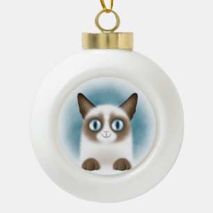 Neugieriges siamesisches Kätzchen Keramik Kugel-Ornament
