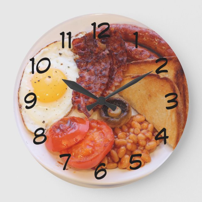 Neuheit Full English Breakfast Clock Große Wanduhr (Vorderseite)