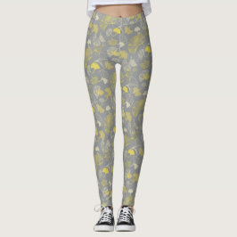Neuheit Ginkgo Grau und Gelb Muster Leggings