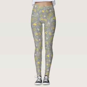 Neuheit Ginkgo Grau und Gelb Muster Leggings
