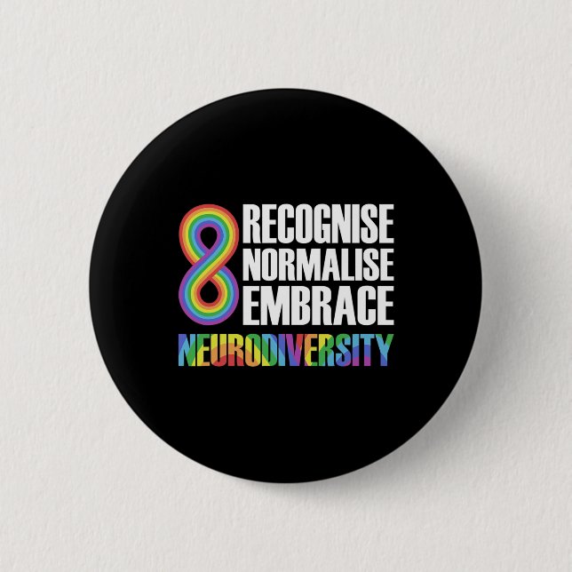 Neuheit Neurodiversity Rainbow Infinity Autism Awa Button (Vorderseite)